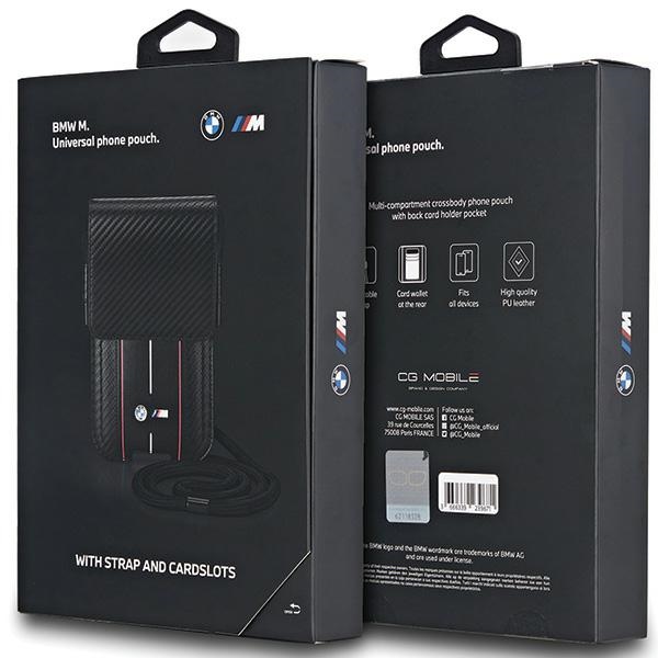 BMW Carbon & Red Stripe phone bag - black