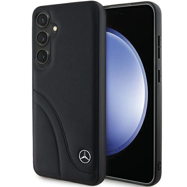 Samsung Galaxy S24+ Plus (SM-S926) Mercedes Leather Curved Stitches Case Cover, Black