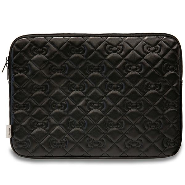 Hello Kitty 14\" Laptop Sleeve Zip PU Quilted Bows, Black