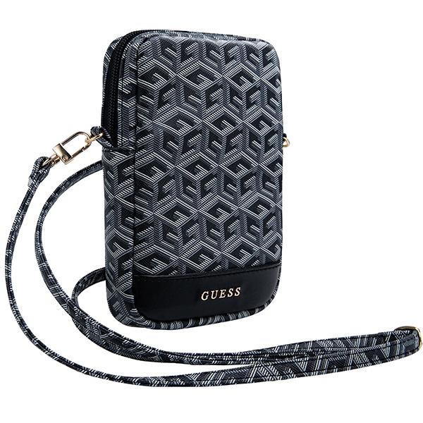 Guess Zip GCube Bottom Stripe Phone Bag, Black