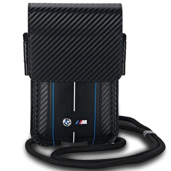 BMW Carbon & Blue Stripe tālruņa soma - melna | phone bag black