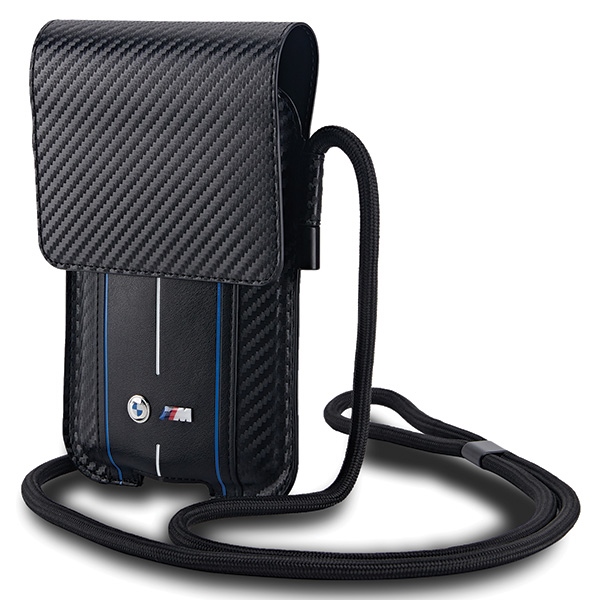 BMW Carbon & Blue Stripe phone bag - black