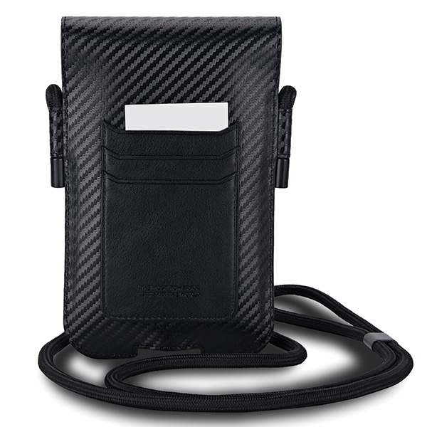 BMW Carbon & Blue Stripe phone bag - black