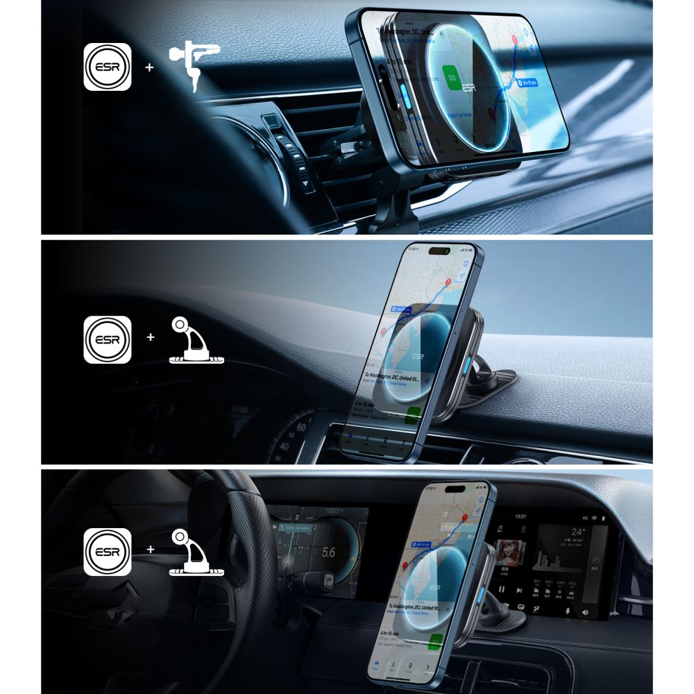 Автомобильный держатель ESR Halolock Magnetic QI2 с индуктивным зарядным...