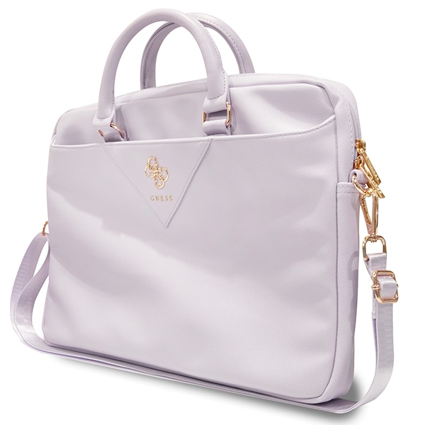 Guess 16\" Laptop Bag ZIP Leather Triangle, Purple