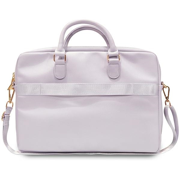 Guess 16\" Laptop Bag ZIP Leather Triangle, Purple