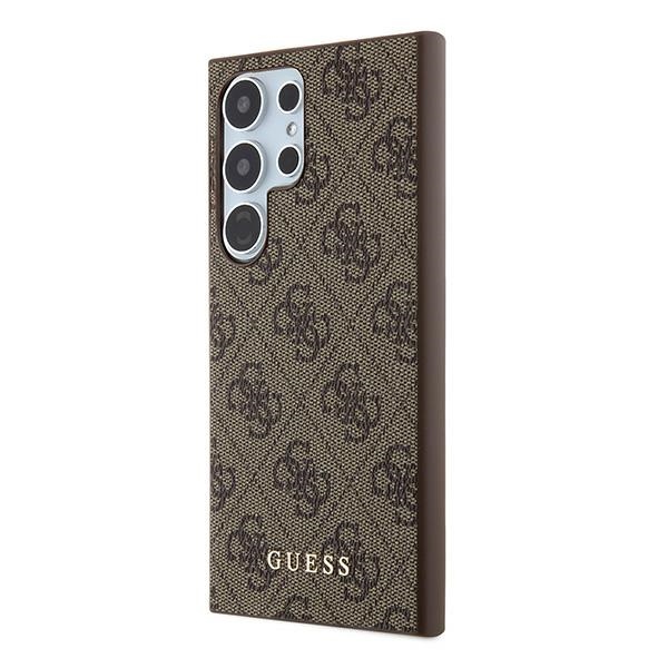 Guess Samsung Galaxy S24 Ultra Case 4G Metal Gold Logo, Brown