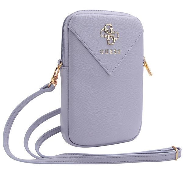 Guess tālruņa somiņa ZIP Leather Triangle, violeta