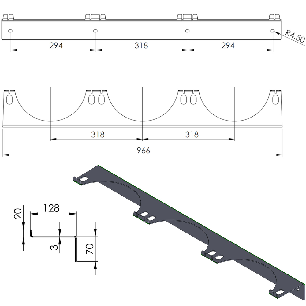 Sienas turētājs 3 gāzes baloniem, maksimālais diametrs 250 mm PRO-LINE baloni | Wall holder for gas cylinders, max....