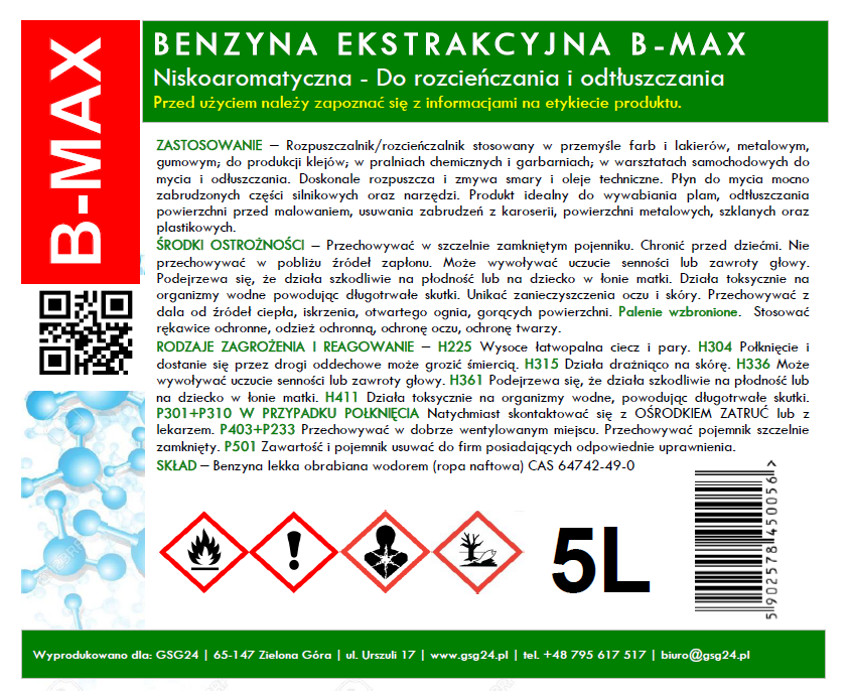 Gsg24 B-MAX Odorless Extraction Gasoline 5L