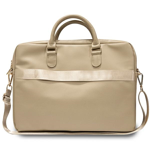 Сумка Guess для ноутбука 16\" ZIP Leather Triangle, золотистая