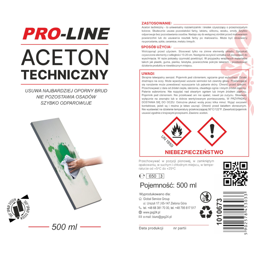 Pro-Line Technical Acetone 100% Spray 500ml
