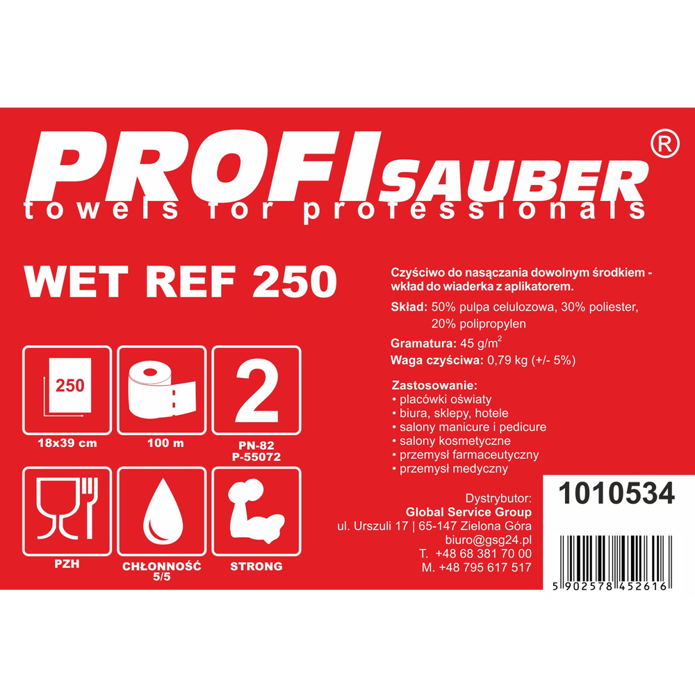 Profi Sauber WET REF 250 Non-woven Cleaning Cloths, 256 Sheets