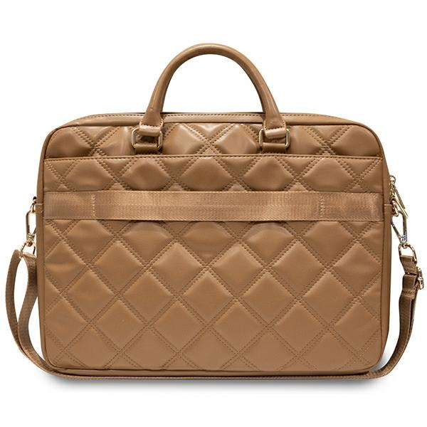 Сумка Guess для ноутбука 16\" Quilted 4G, коричневая