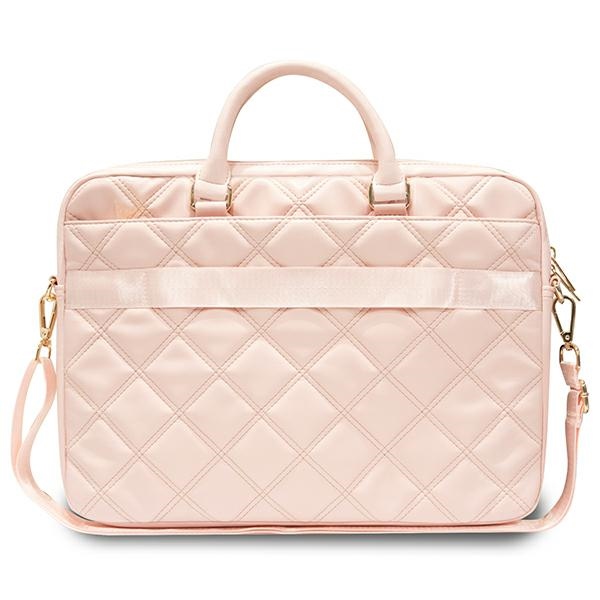 Сумка Guess для ноутбука 16\" Quilted 4G, розовая
