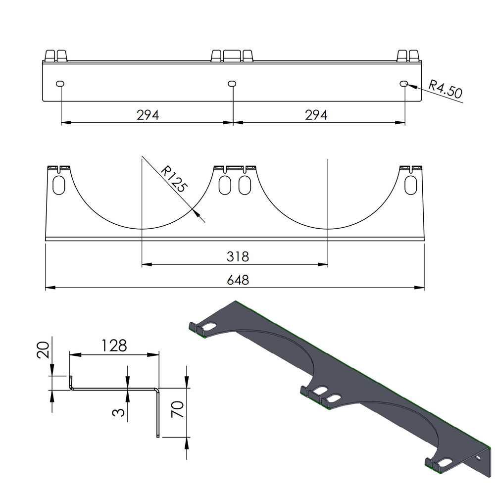Pro-Line Wall Holder for 2 Gas Cylinders, Max Ø 250 mm