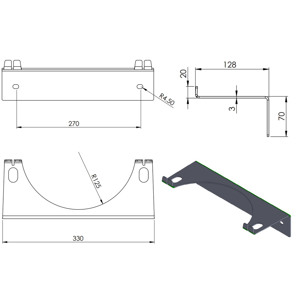 Pro-Line Wall Holder for 1 Gas Cylinder, max. 250 mm