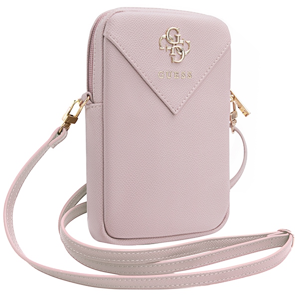 Guess Phone Bag ZIP Leather Triangle, Pink