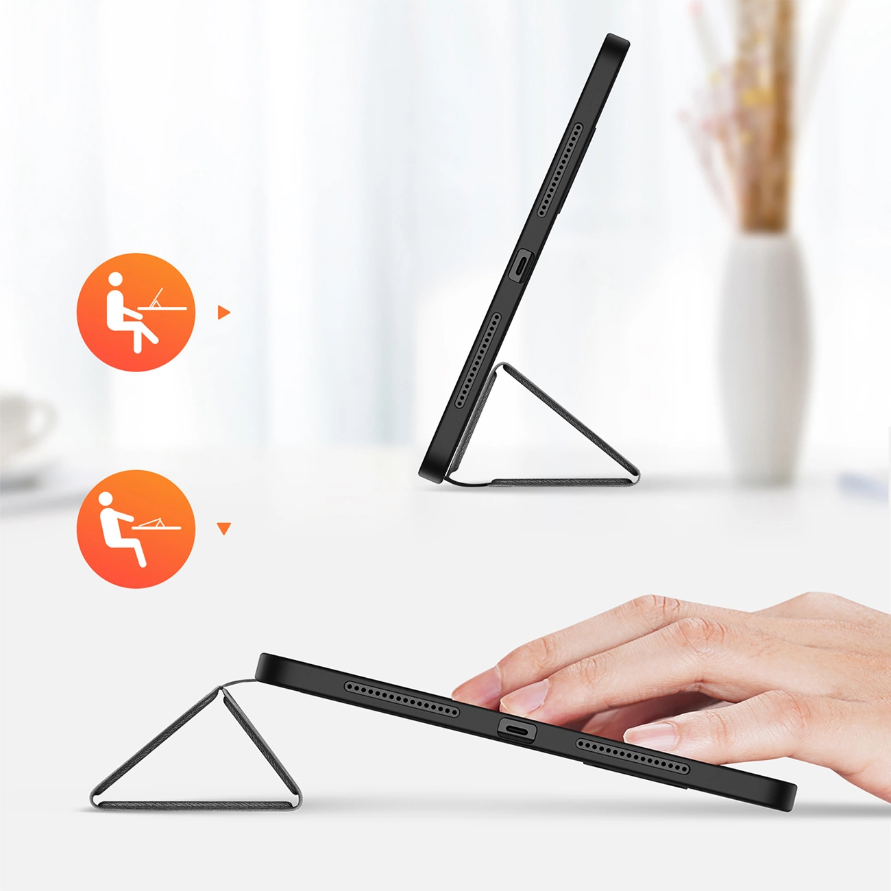 Dux Ducis Domo flip and smart sleep case for Xiaomi Pad 6S Pro 12.4'' - black