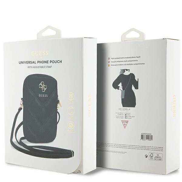 Guess Zip Quilted 4G Phone Bag, Black