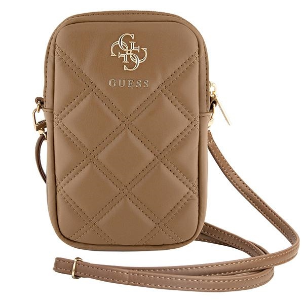 Guess Zip Quilted 4G Phone Bag, Brown