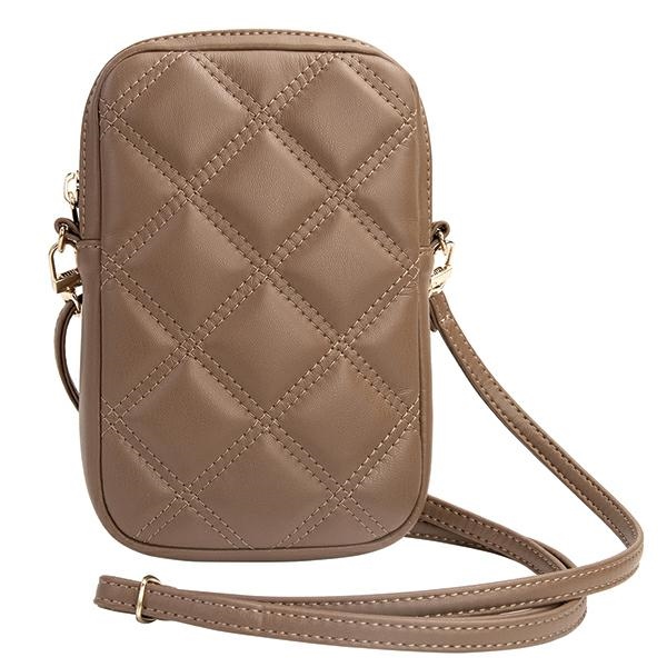 Guess Zip Quilted 4G Phone Bag, Brown