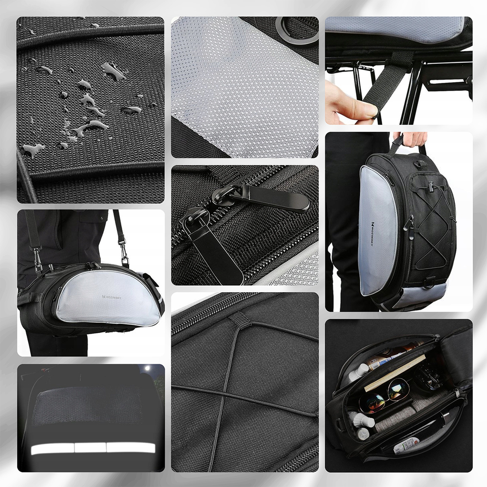 Wozinsky Bike Pannier Trunk Bag with Shoulder Strap 13L, Black