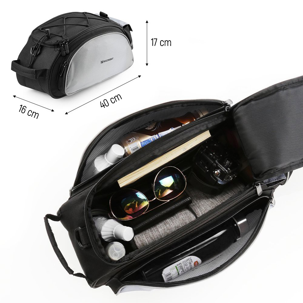 Wozinsky Bike Pannier Trunk Bag with Shoulder Strap 13L, Black