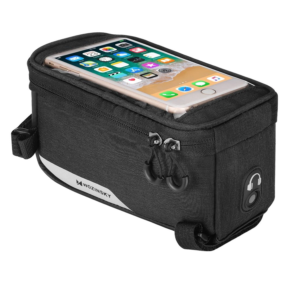 Wozinsky rāmja velosipēda soma tālruņa līdz 6,5 collu 1l melna (WBB6BK) | frame bike bag phone cover up to 6.5...