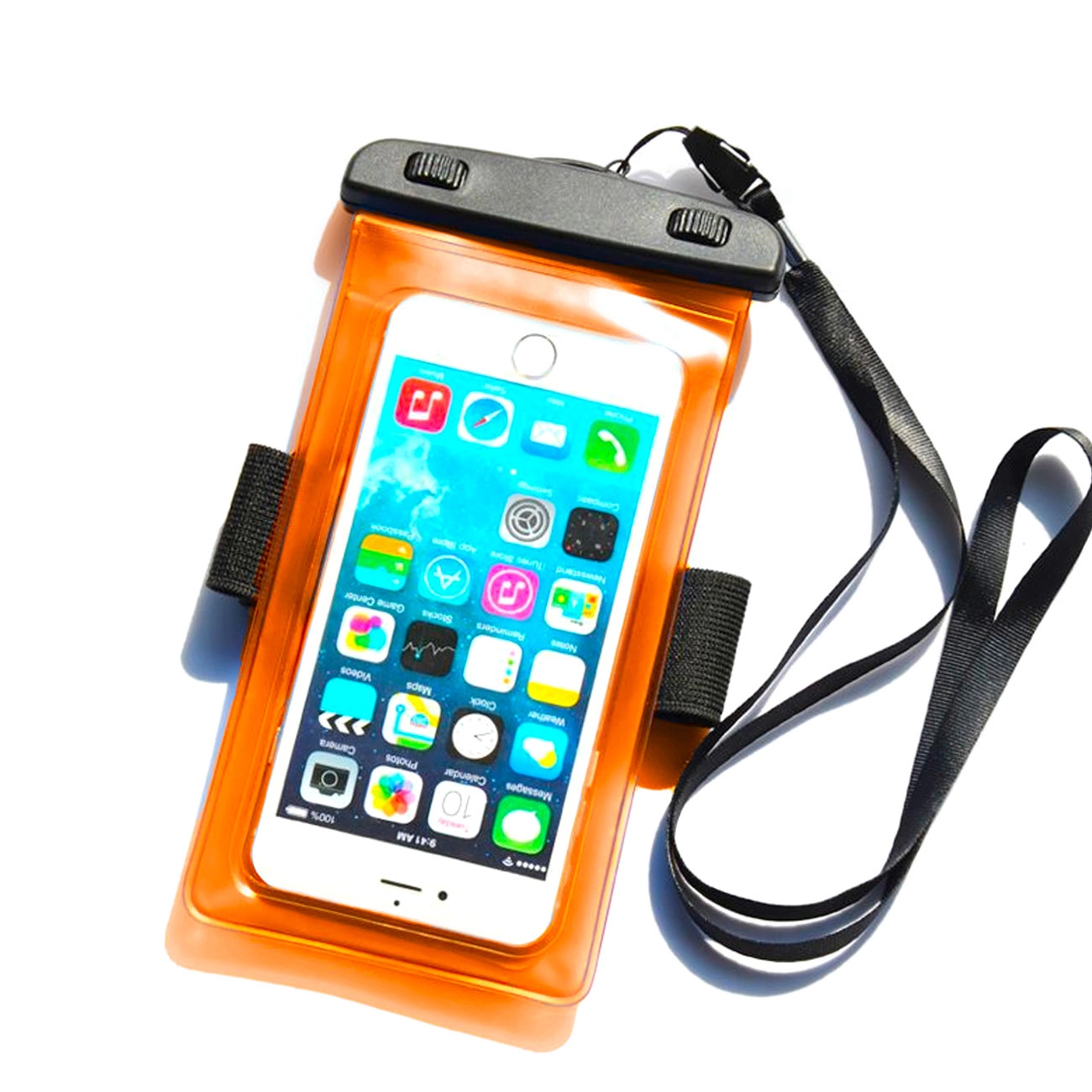 PVC ūdensnecaurlaidīgs aproces telefona futrālis - oranžs | waterproof armband phone case orange