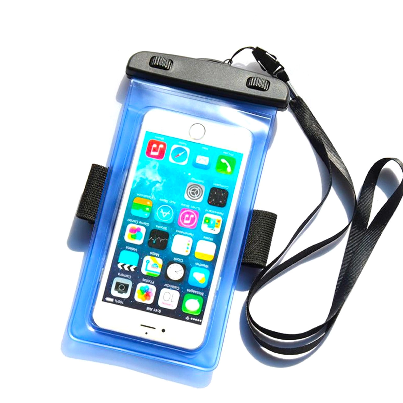 PVC ūdensnecaurlaidīgs aproces telefona futrālis - zils | waterproof armband phone case blue