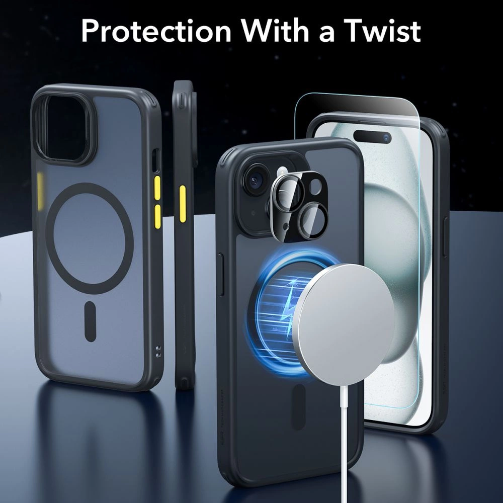 ESR Classic Pro Set Halolock MagSafe чехол + стекло для дисплея и камеры iPhone 15 -...