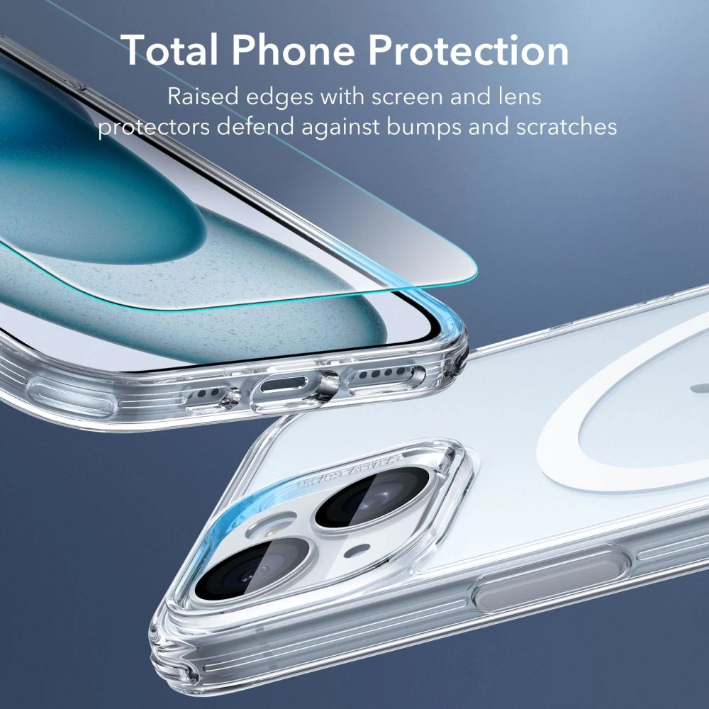 ESR Classic Pro Set Halolock MagSafe case + glass for display and camera for iPhone 15 - transparent