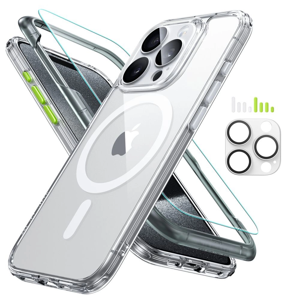 ESR Classic Pro Set Halolock MagSafe case + glass for display and camera for iPhone 15 Pro Max - transparent