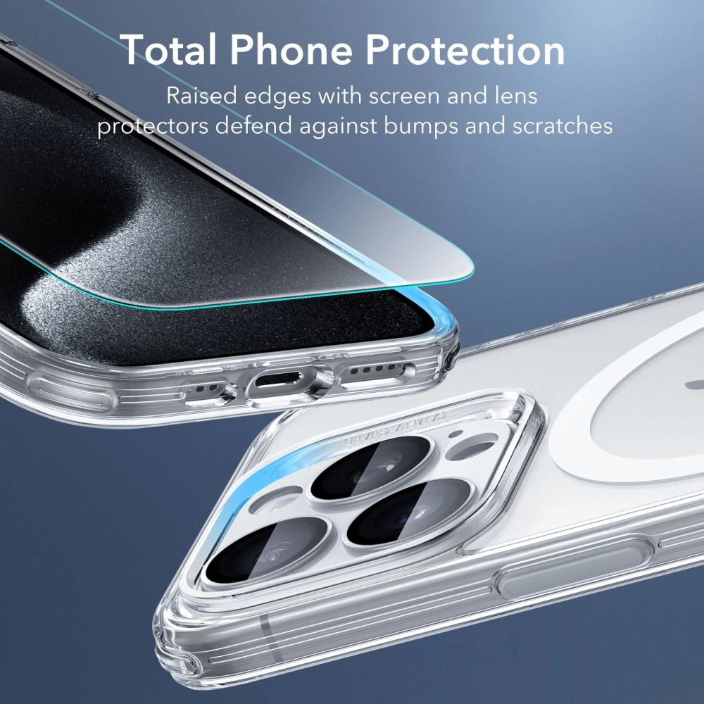 ESR Classic Pro Set Halolock MagSafe case + glass for display and camera for iPhone 15 Pro Max - transparent