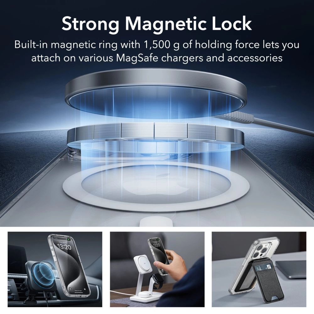 ESR Classic Pro Set Halolock MagSafe case + glass for display and camera for iPhone 15 Pro Max - transparent
