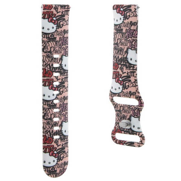Hello Kitty Silicone Tags Graffiti Universal Watch Strap 20mm, Pink