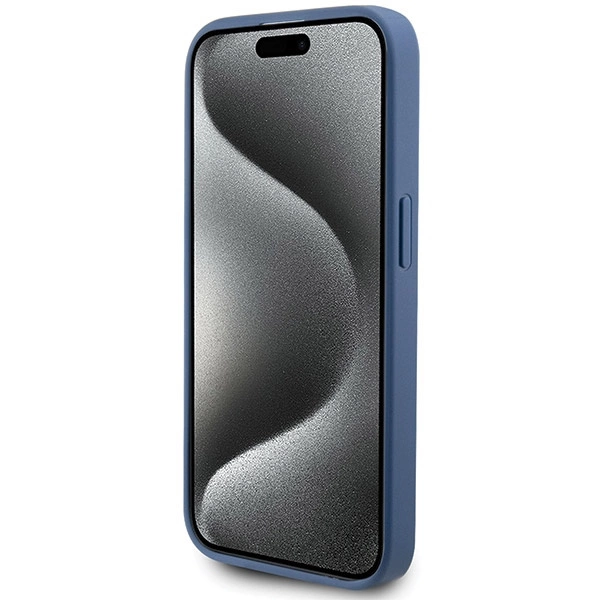 Apple iPhone 15 Pro 6.1\'\' Guess 4G Collection Leather Metal Logo MagSafe Case Cover, Blue