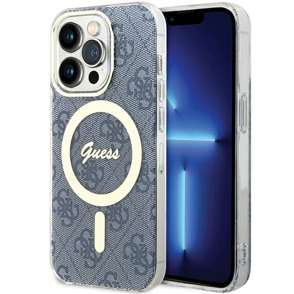 Guess iPhone 15 Pro Case IML 4G MagSafe, Blue