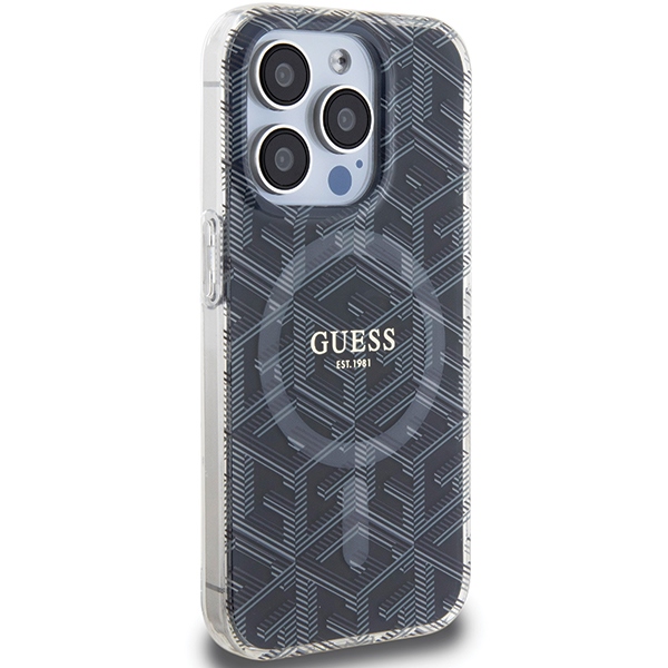 Guess iPhone 15 Pro Case IML GCube MagSafe, Black