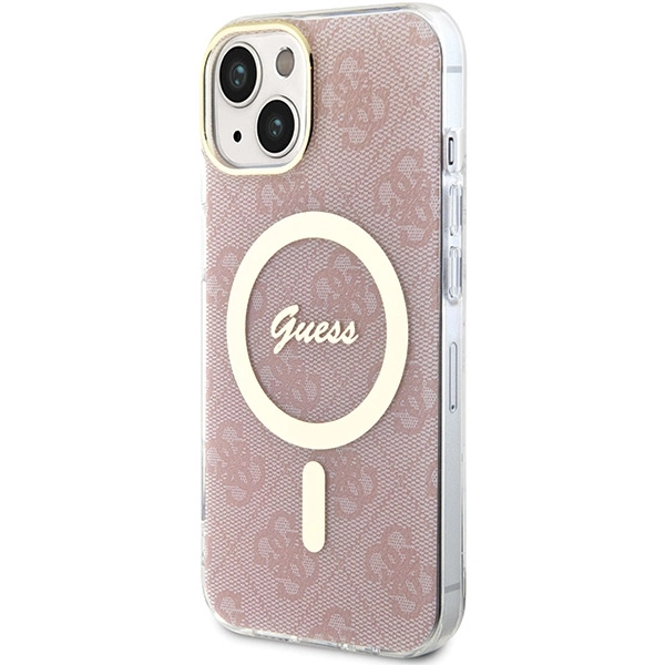 Чехол Guess IML 4G MagSafe для iPhone 15 / 14 13 - розовый