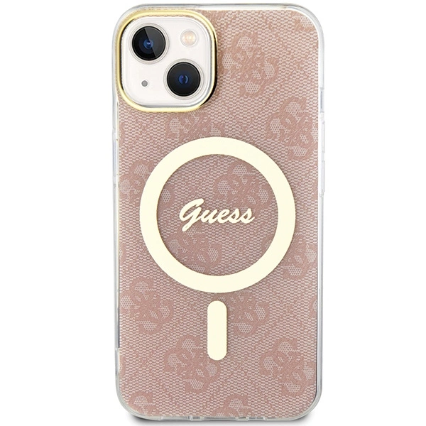 Чехол Guess IML 4G MagSafe для iPhone 15 / 14 13 - розовый