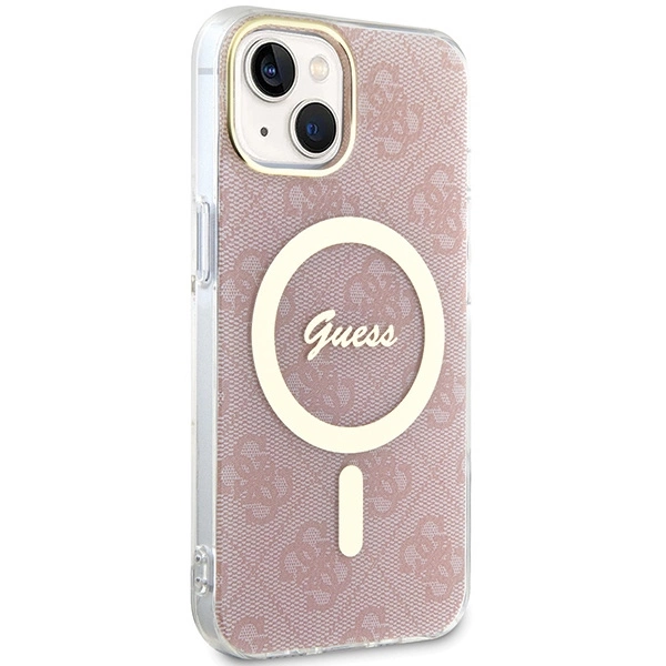 Чехол Guess IML 4G MagSafe для iPhone 15 / 14 13 - розовый