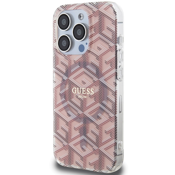 Guess iPhone 15 Pro Max Case IML GCube MagSafe, Pink