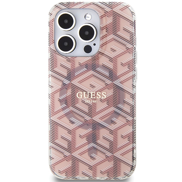 Guess iPhone 15 Pro Max Case IML GCube MagSafe, Pink