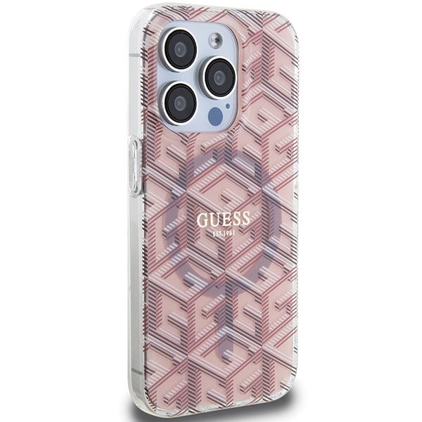 Guess iPhone 15 Pro Max Case IML GCube MagSafe, Pink
