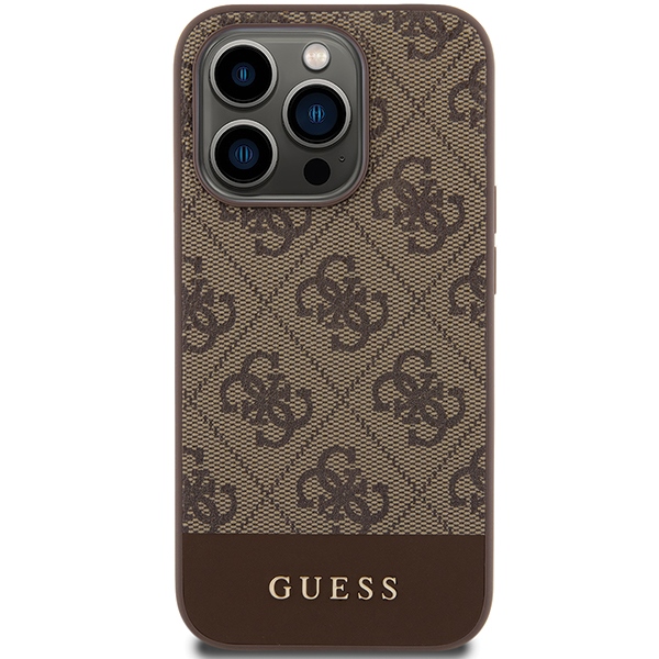 Guess 4G Stripe Collection case for iPhone 15 Pro Max - brown