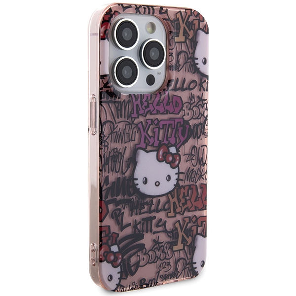 Hello Kitty iPhone 14 Pro Case IML Tags Graffiti, Pink