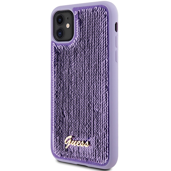 Guess iPhone 11 / Xr Case Sequin Script Metal, Purple