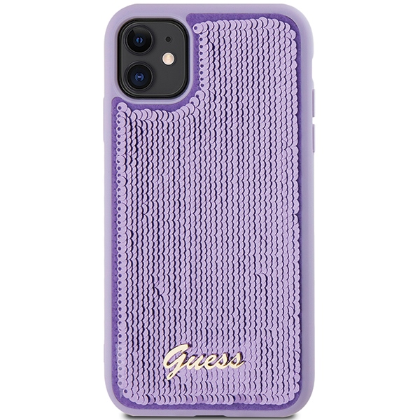 Guess iPhone 11 / Xr Case Sequin Script Metal, Purple